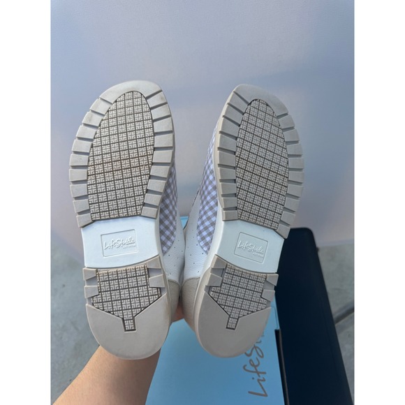 LifeStride Horizon Neutral Multi Sneakers Women's 8.5W Wide Gingham Active Arch - Picture 4 of 4
